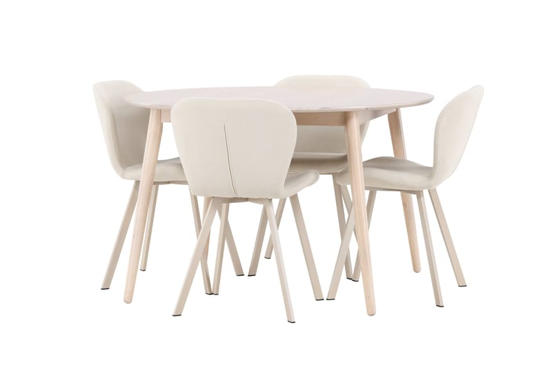 Rund matgrupp Venture Home Beige Vitputsad 4st - Møbler - Bord - Spisegrupper