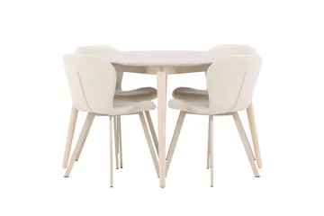 Rund matgrupp Venture Home Beige Vitputsad 4st - Møbler - Bord - Spisegrupper