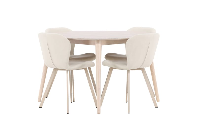Rund matgrupp Venture Home Beige Vitputsad 4st - Møbler - Bord - Spisegrupper