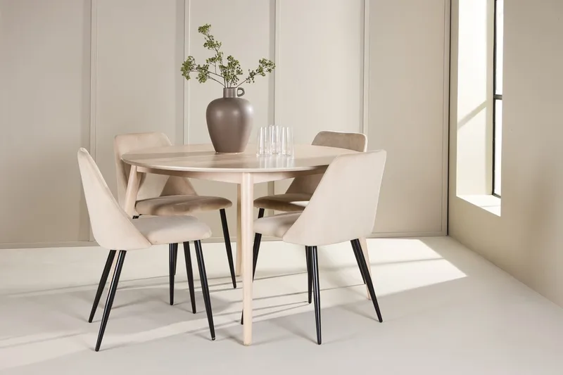 Rund matgrupp Venture Home Beige Vitputsad 4st