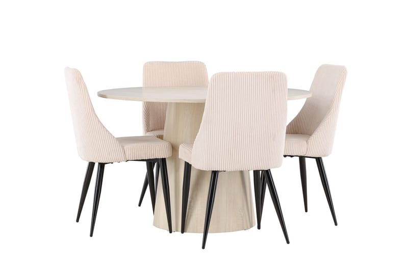 Rund matgrupp Venture Home Beige Vitputsad 4st - Møbler - Bord - Spisegrupper