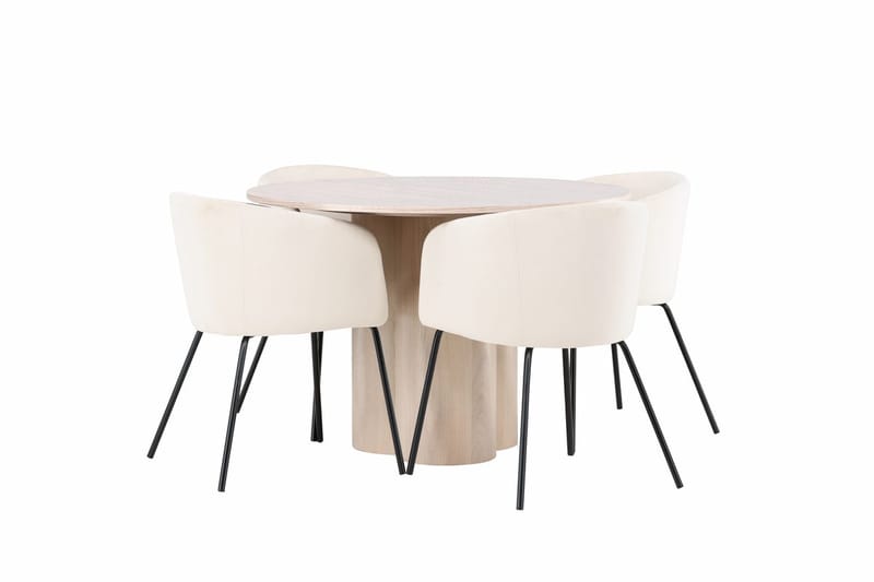 Rund matgrupp Venture Home Beige Vitputsad 4st - Møbler - Bord - Spisegrupper
