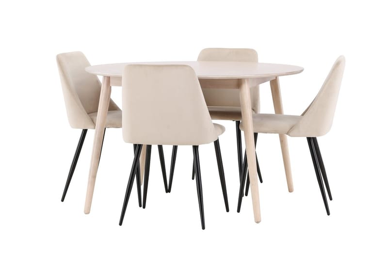 Rund matgrupp Venture Home Beige Vitputsad 4st - Møbler - Bord - Spisegrupper
