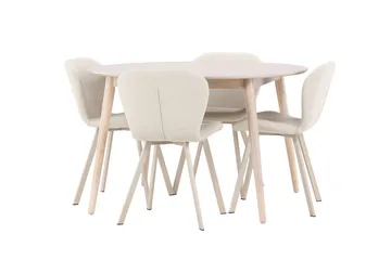 Rund matgrupp Venture Home Beige Vitputsad 4st - Møbler - Bord - Spisegrupper