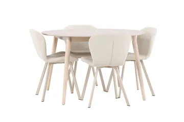 Rund matgrupp Venture Home Beige Vitputsad 4st - Møbler - Bord - Spisegrupper
