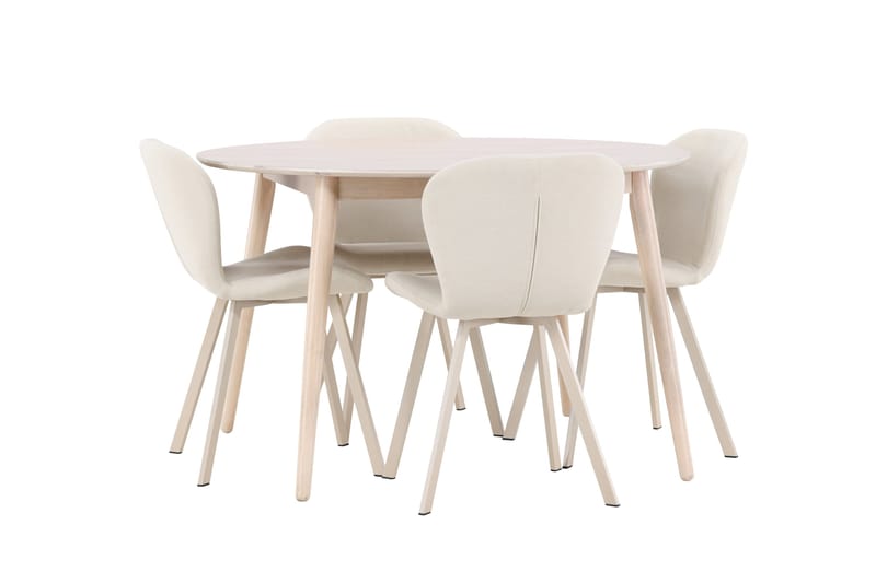 Rund matgrupp Venture Home Beige Vitputsad 4st - Møbler - Bord - Spisegrupper