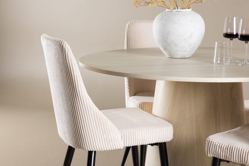 Rund matgrupp Venture Home Beige Vitputsad 4st - Møbler - Bord - Spisegrupper