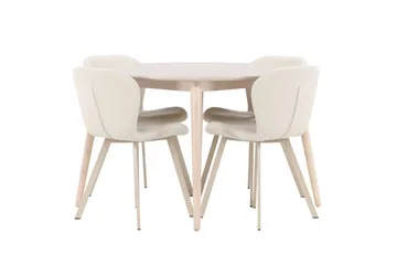 Rund matgrupp Venture Home Beige Vitputsad 4st - Møbler - Bord - Spisegrupper