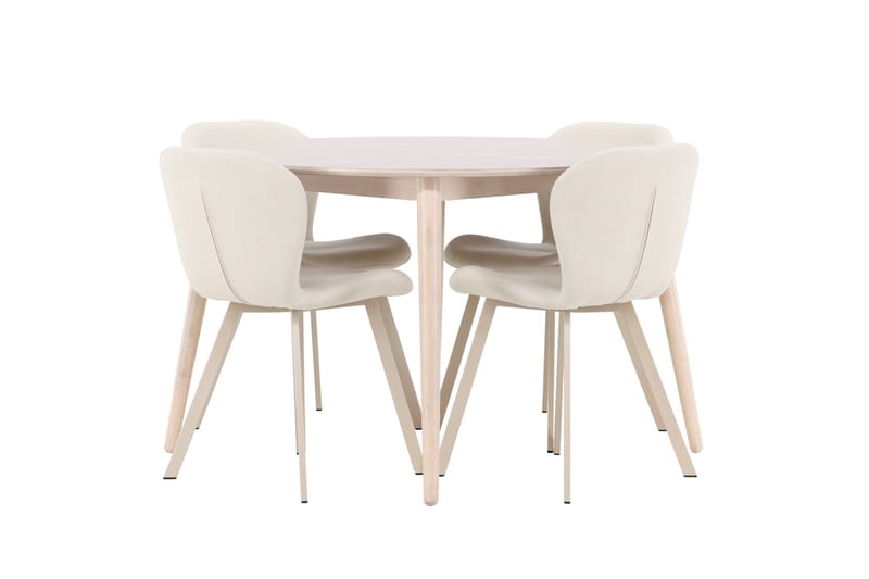 Rund matgrupp Venture Home Beige Vitputsad 4st - Møbler - Bord - Spisegrupper