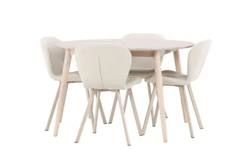 Rund matgrupp Venture Home Beige Vitputsad 4st - Møbler - Bord - Spisegrupper