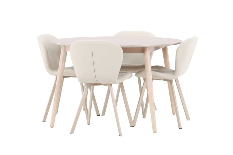 Rund matgrupp Venture Home Beige Vitputsad 4st - Møbler - Bord - Spisegrupper