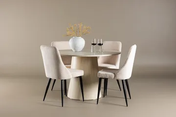 Rund matgrupp Venture Home Beige Vitputsad 4st - Møbler - Bord - Spisegrupper