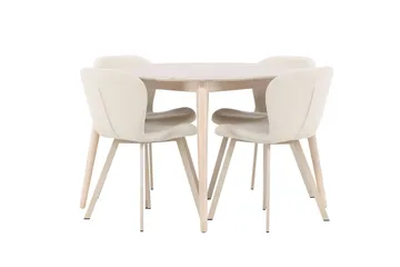 Rund matgrupp Venture Home Beige Vitputsad 4st - Møbler - Bord - Spisegrupper