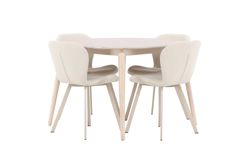Rund matgrupp Venture Home Beige Vitputsad 4st - Møbler - Bord - Spisegrupper