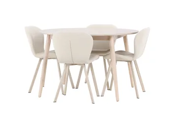 Rund matgrupp Venture Home Beige Vitputsad 4st - Møbler - Bord - Spisegrupper
