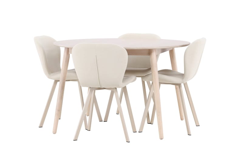 Rund matgrupp Venture Home Beige Vitputsad 4st - Møbler - Bord - Spisegrupper