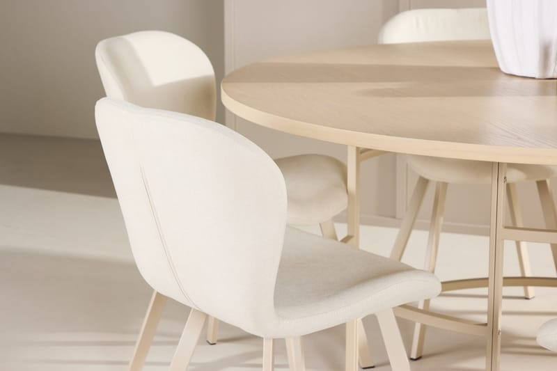 Rund matgrupp Venture Home Beige Vitputsad 6st - Møbler - Bord - Spisegrupper