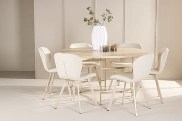 Rund matgrupp Venture Home Beige Vitputsad 6st - Møbler - Bord - Spisegrupper