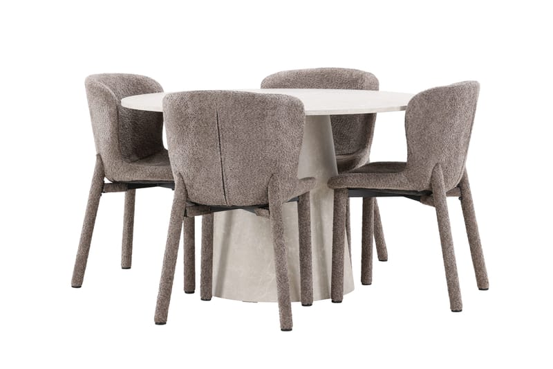 Rund matgrupp Venture Home Brun Beige 4st - Møbler - Bord - Spisegrupper