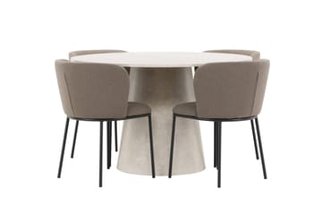 Rund matgrupp Venture Home Brun Beige 4st - Møbler - Bord - Spisegrupper