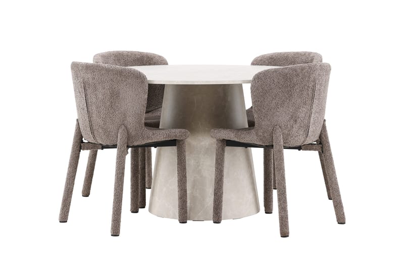 Rund matgrupp Venture Home Brun Beige 4st - Møbler - Bord - Spisegrupper