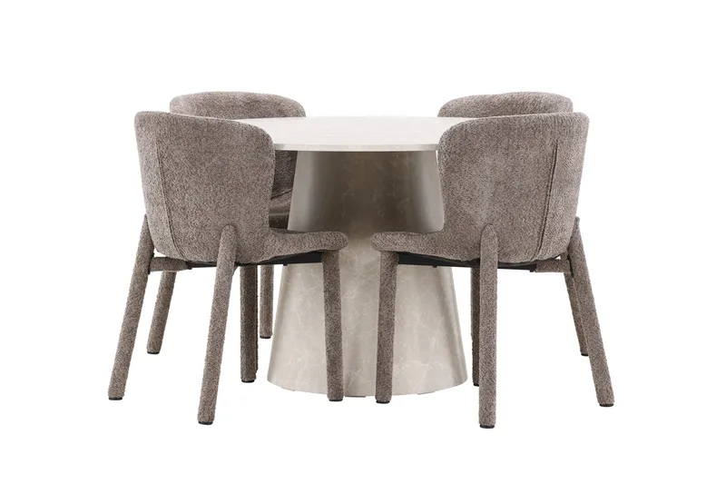 Rund matgrupp Venture Home Brun Beige 4st - Møbler - Bord - Spisegrupper