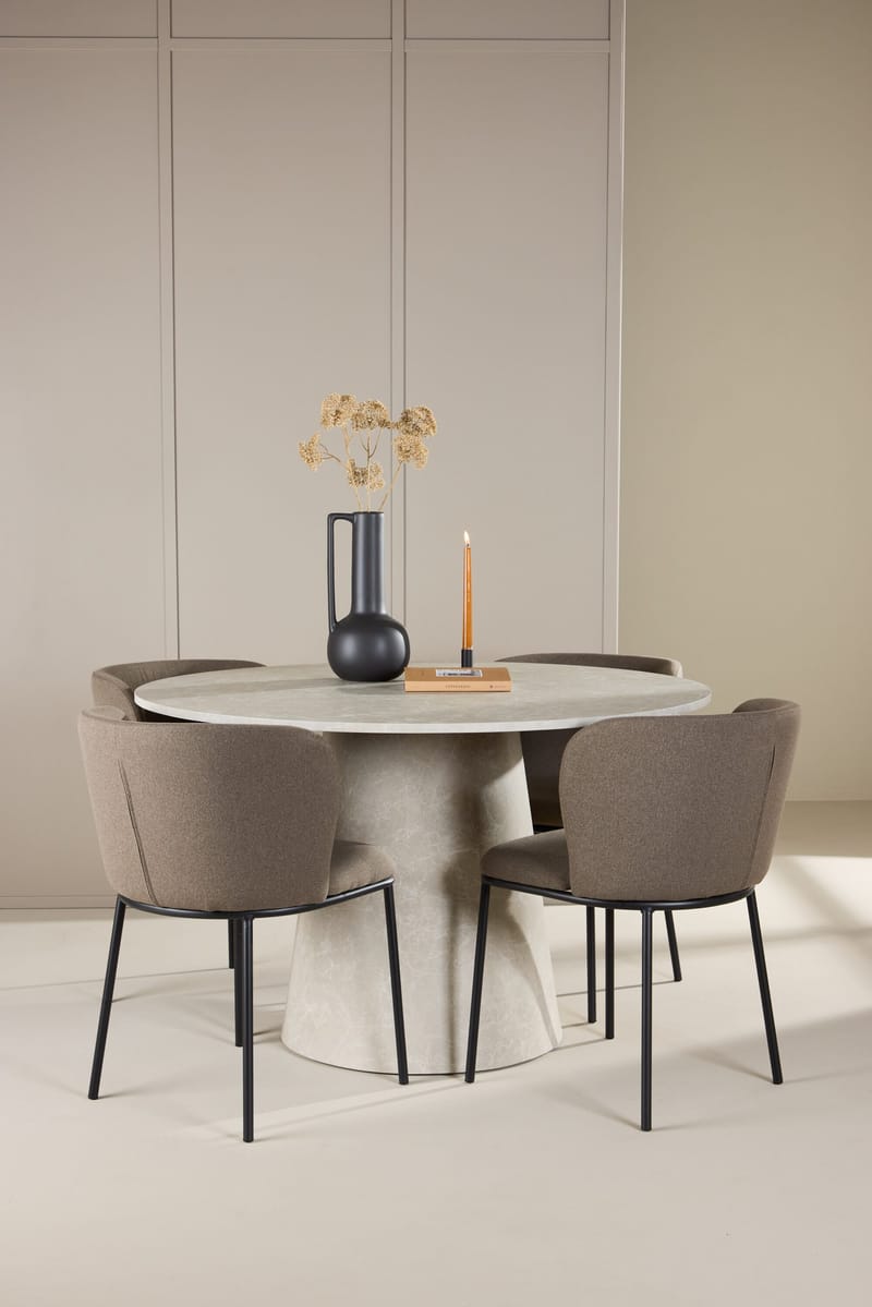 Rund matgrupp Venture Home Brun Beige 4st - Møbler - Bord - Spisegrupper
