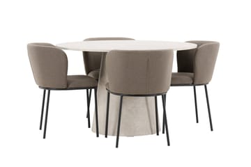 Rund matgrupp Venture Home Brun Beige 4st - Møbler - Bord - Spisegrupper