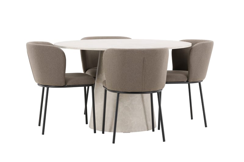 Rund matgrupp Venture Home Brun Beige 4st - Møbler - Bord - Spisegrupper