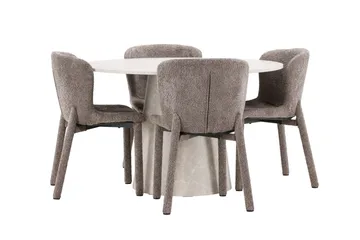 Rund matgrupp Venture Home Brun Beige 4st - Møbler - Bord - Spisegrupper