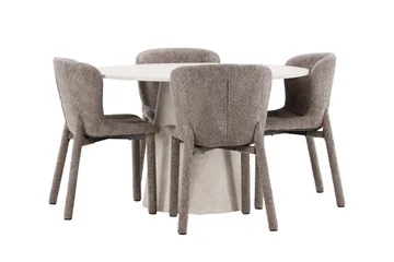 Rund matgrupp Venture Home Brun Beige 4st - Møbler - Bord - Spisegrupper