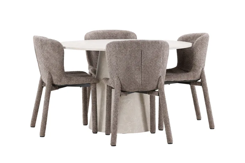 Rund matgrupp Venture Home Brun Beige 4st - Møbler - Bord - Spisegrupper