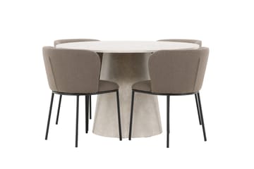 Rund matgrupp Venture Home Brun Beige 4st - Møbler - Bord - Spisegrupper