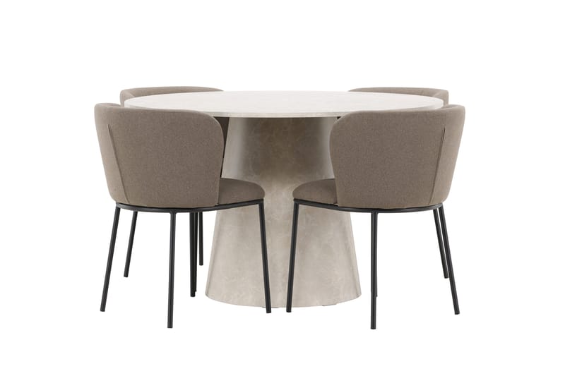 Rund matgrupp Venture Home Brun Beige 4st - Møbler - Bord - Spisegrupper