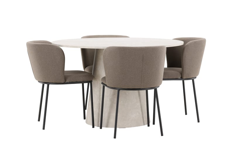 Rund matgrupp Venture Home Brun Beige 4st - Møbler - Bord - Spisegrupper