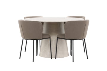 Rund matgrupp Venture Home Brun Beige 4st - Møbler - Bord - Spisegrupper