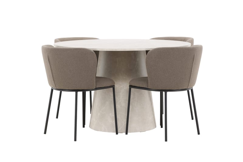 Rund matgrupp Venture Home Brun Beige 4st - Møbler - Bord - Spisegrupper