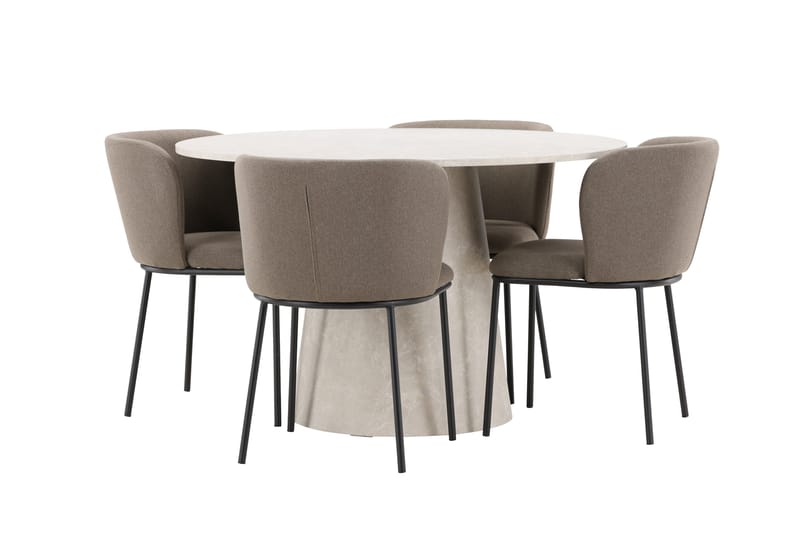 Rund matgrupp Venture Home Brun Beige 4st - Møbler - Bord - Spisegrupper