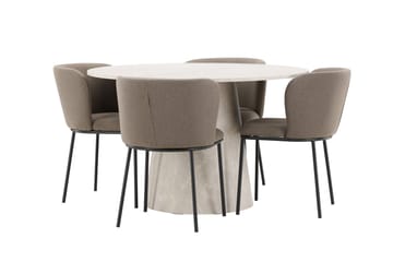 Rund matgrupp Venture Home Brun Beige 4st - Møbler - Bord - Spisegrupper