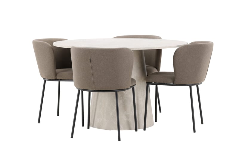 Rund matgrupp Venture Home Brun Beige 4st - Møbler - Bord - Spisegrupper
