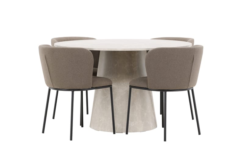 Rund matgrupp Venture Home Brun Beige 4st - Møbler - Bord - Spisegrupper