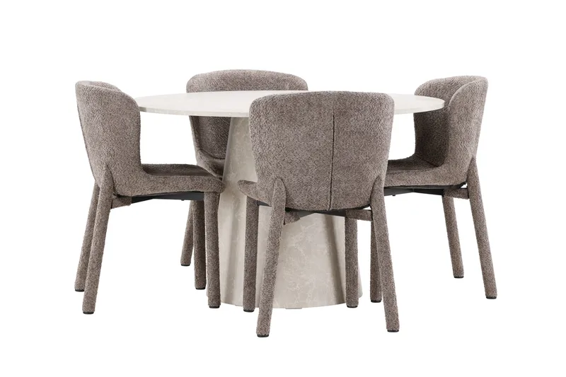 Rund matgrupp Venture Home Brun Beige 4st - Møbler - Bord - Spisegrupper