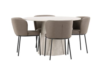 Rund matgrupp Venture Home Brun Beige 4st - Møbler - Bord - Spisegrupper