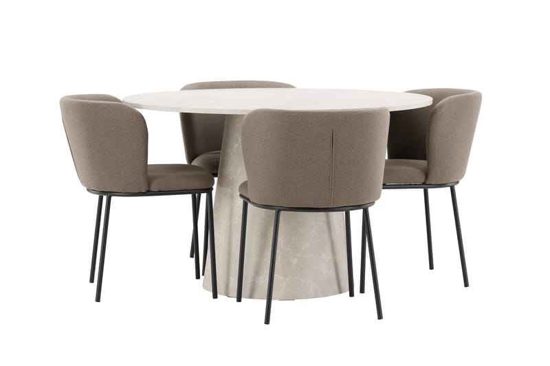Rund matgrupp Venture Home Brun Beige 4st - Møbler - Bord - Spisegrupper