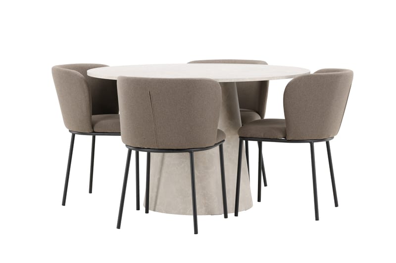 Rund matgrupp Venture Home Brun Beige 4st - Møbler - Bord - Spisegrupper