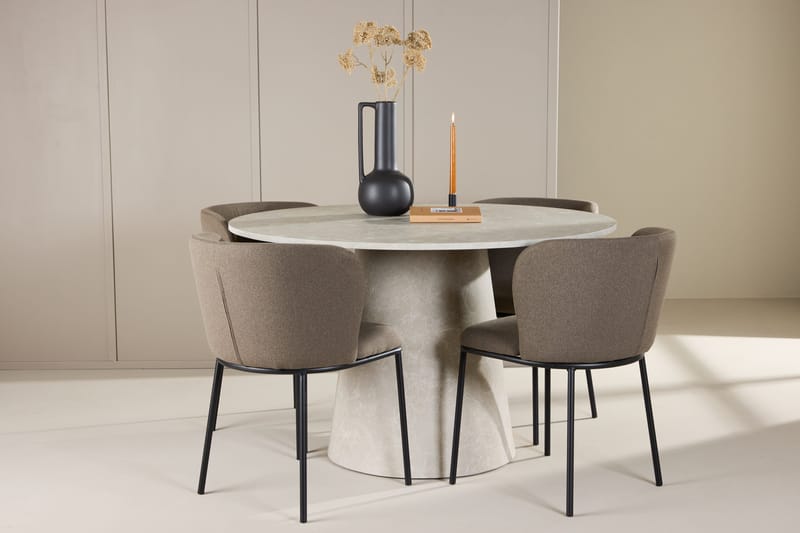 Rund matgrupp Venture Home Brun Beige 4st - Møbler - Bord - Spisegrupper