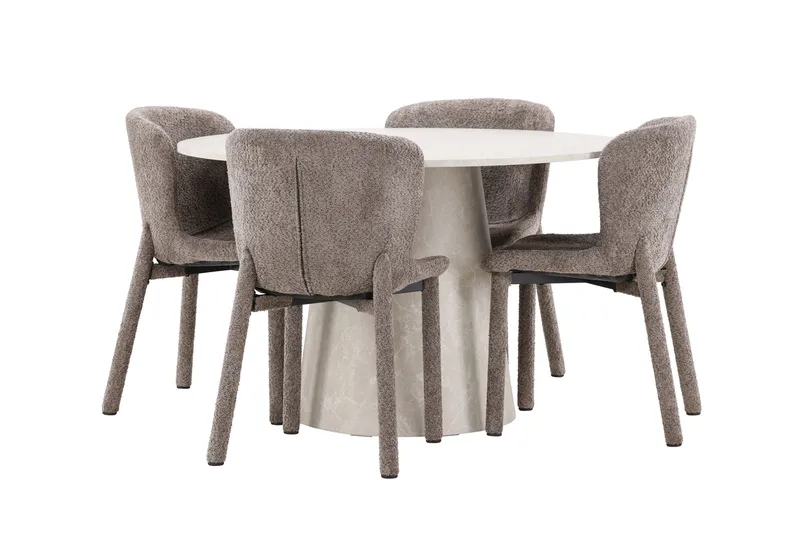 Rund matgrupp Venture Home Brun Beige 4st - Møbler - Bord - Spisegrupper