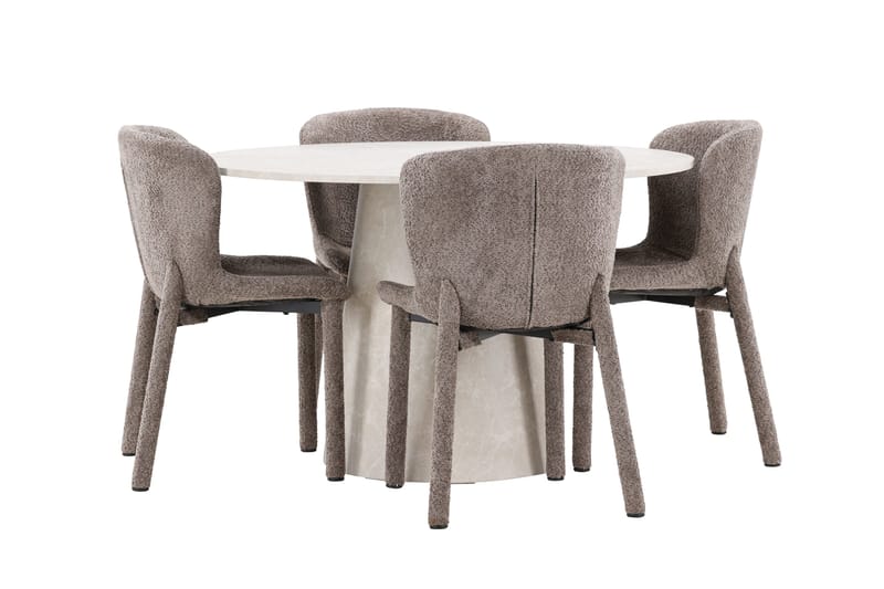 Rund matgrupp Venture Home Brun Beige 4st - Møbler - Bord - Spisegrupper