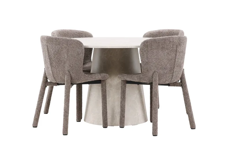 Rund matgrupp Venture Home Brun Beige 4st - Møbler - Bord - Spisegrupper