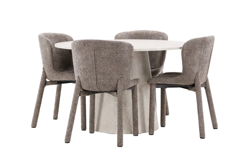 Rund matgrupp Venture Home Brun Beige 4st - Møbler - Bord - Spisegrupper